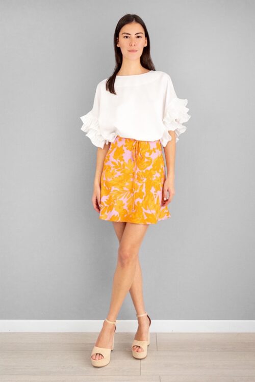 Falda Corta Print Rosa -SALE