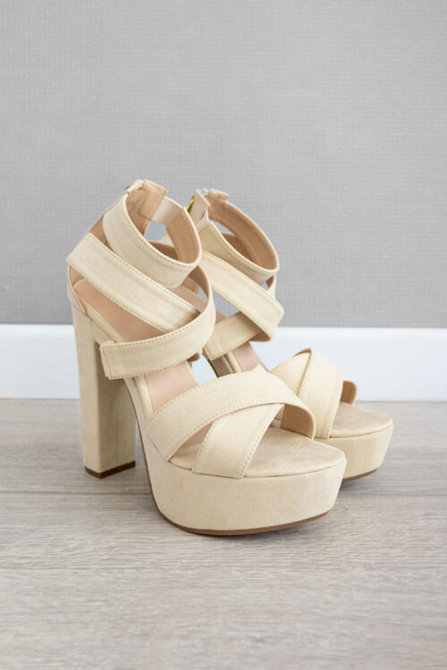 Tacones Cruzados Con Cierre Nude -50%