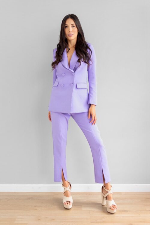 Pantalon Con Cinturon y Abertura Lavanda -50%