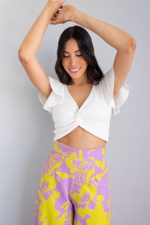 Crop Top Nudo Frente Blanco