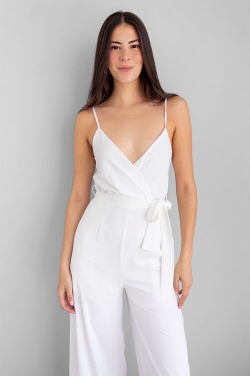 Enterizo Palazzo Con Lazo Blanco