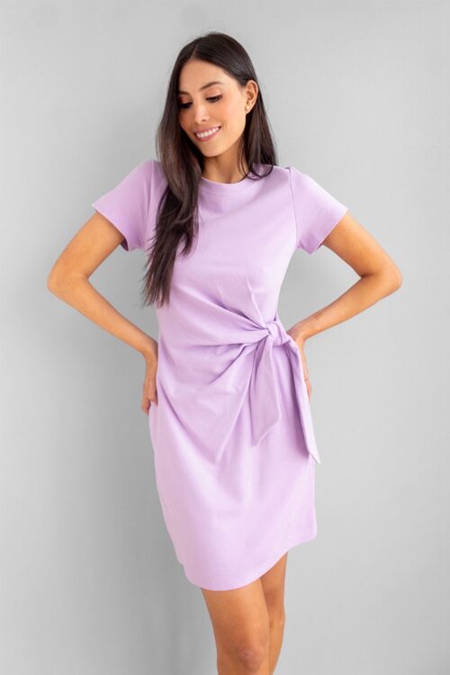 Vestido Corto Lazo Cintura Lila -50%