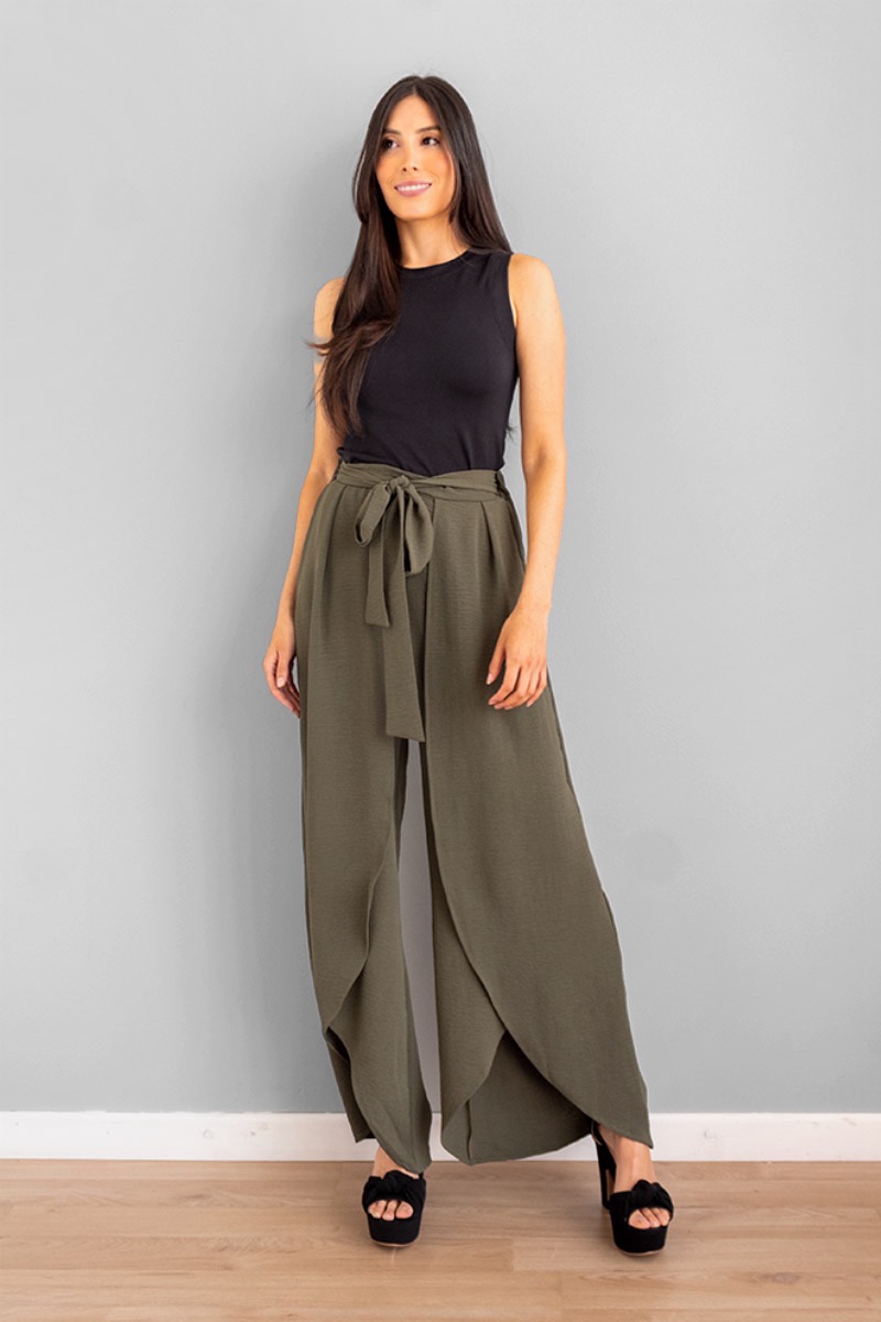 Pantalon alto con lazo hotsell