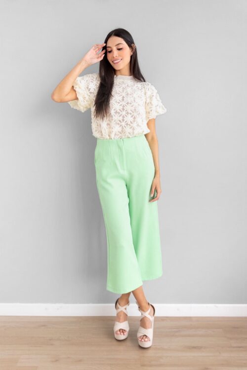 Culotte Lino Pinzas Menta -50%