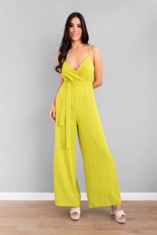 Enterizo Palazzo Con Lazo Limon -50%