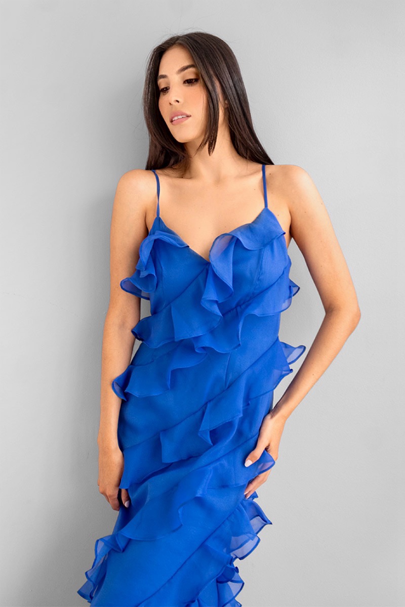 Vestido Largo Boleros Azul