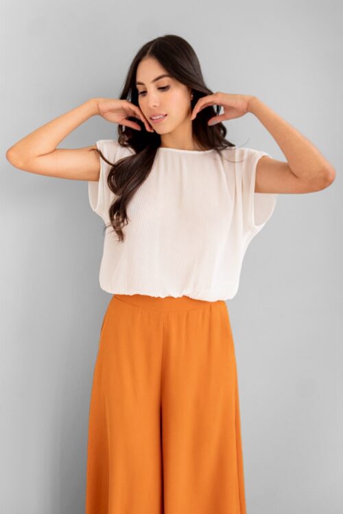 Blusa Plisada Blanca -50%