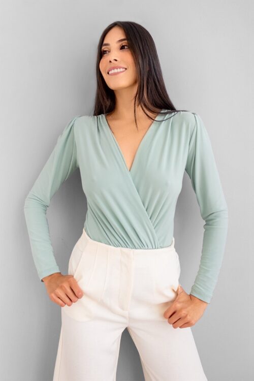 Body Escote Manga Larga Menta
