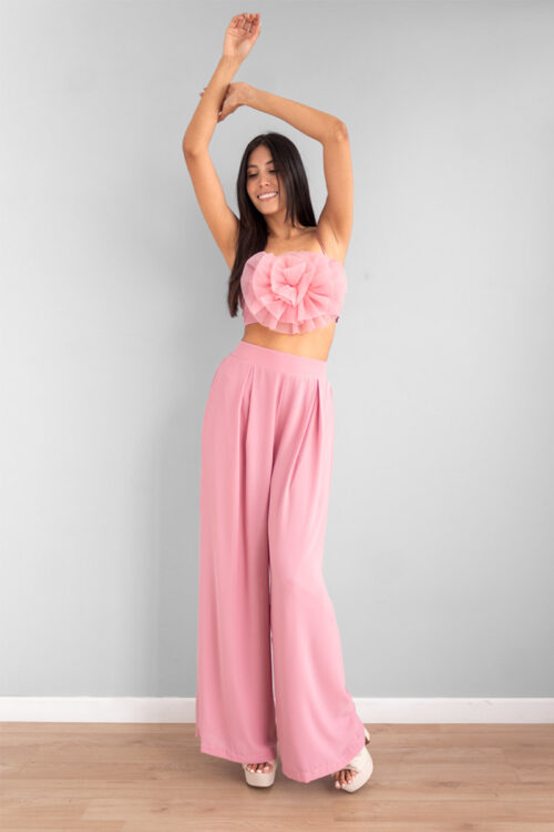 Pantalon En Velo Alto Rosado -50%