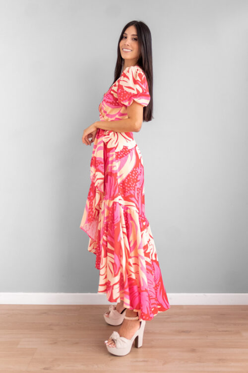 Vestido Cruzado Print Fucsia -50%