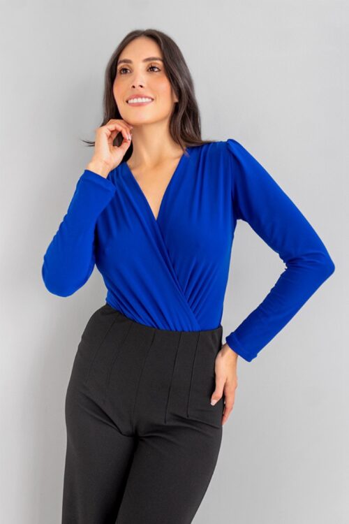 Body Escote Manga Larga Azul Rey