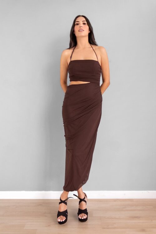 Vestido Abertura En Cintura Chocolate -50%
