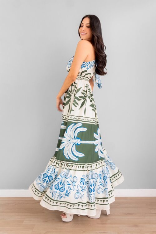 Vestido Asimetrico Print Verde -50%
