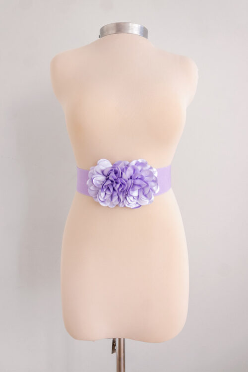Cinturon Resortado Con Flores Lila