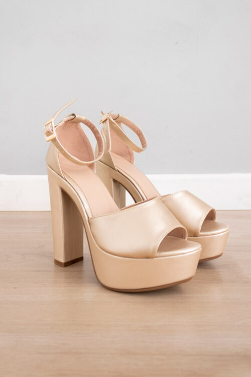 Tacones Plataforma En Seda Dorado