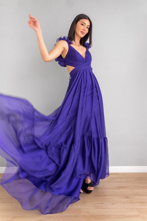 Vestido Top Boleros Espalda Cruzada Azul Noche