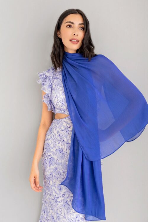 Pañoleta En Seda Azul