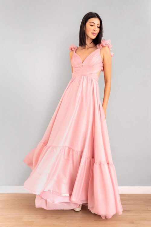 Vestido Top Boleros Espalda Cruzada Rosado -50%