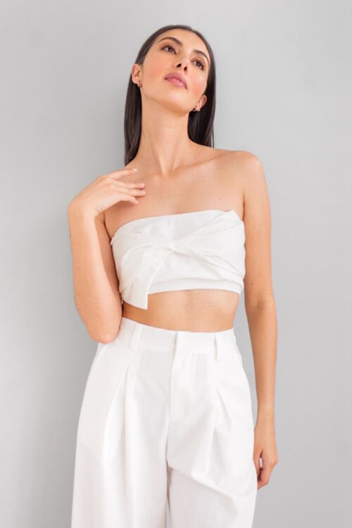 Top Lino Strapless Lazo Blanco -50%