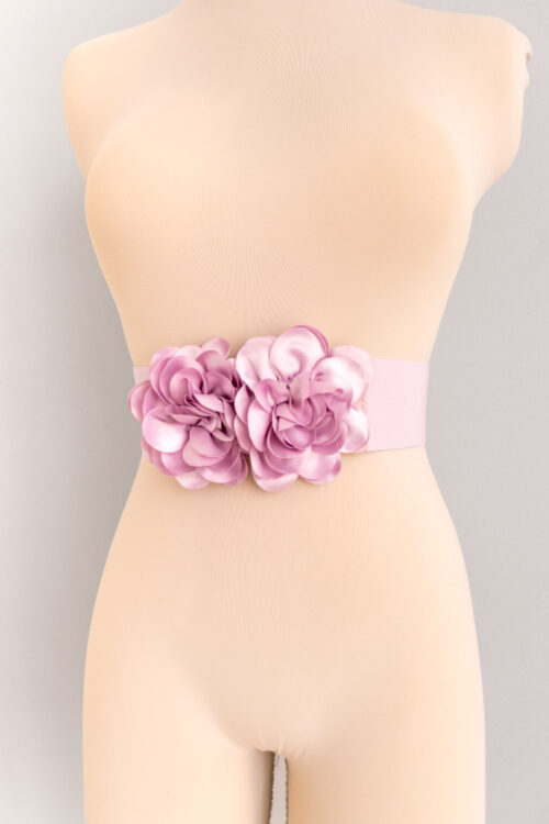 Cinturon Resortado Con Flores Mauve