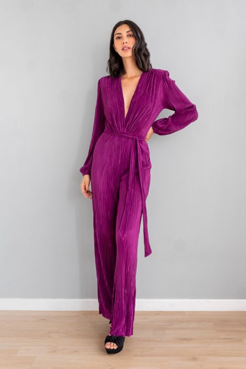 Enterizo Manga Larga Textura Morado