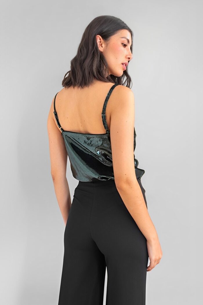 Blusa Escote Caido Textura Verde