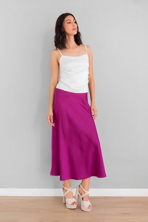 Falda en Satin Magenta