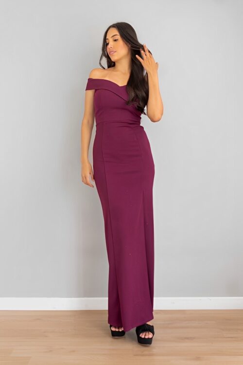 Vestido Recto Escote Bandeja Uva