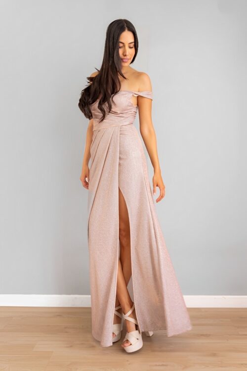 Vestido Escote Cruzado Bandeja Brillo Rosa -50%