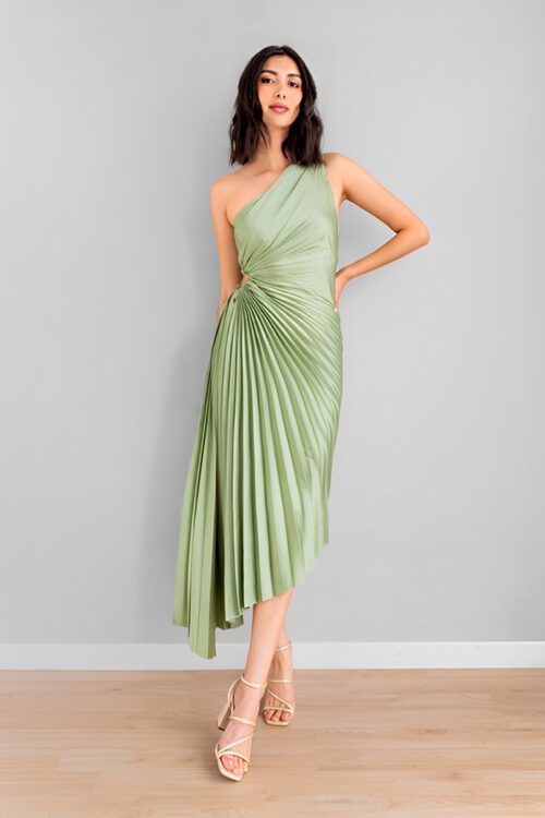 Vestido Plisado Recogido Lateral Sage