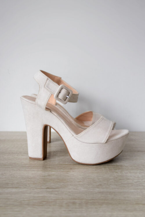Tacones Plataforma Hebilla Ancha Nude