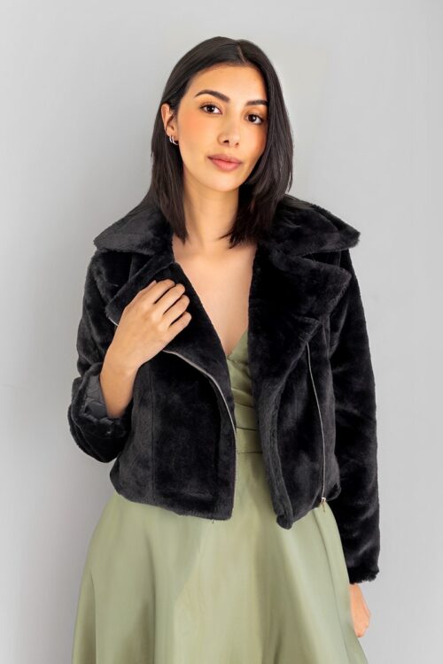 Chaqueta Efecto Piel Negro