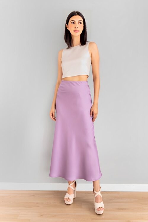 Falda En Satin Lila