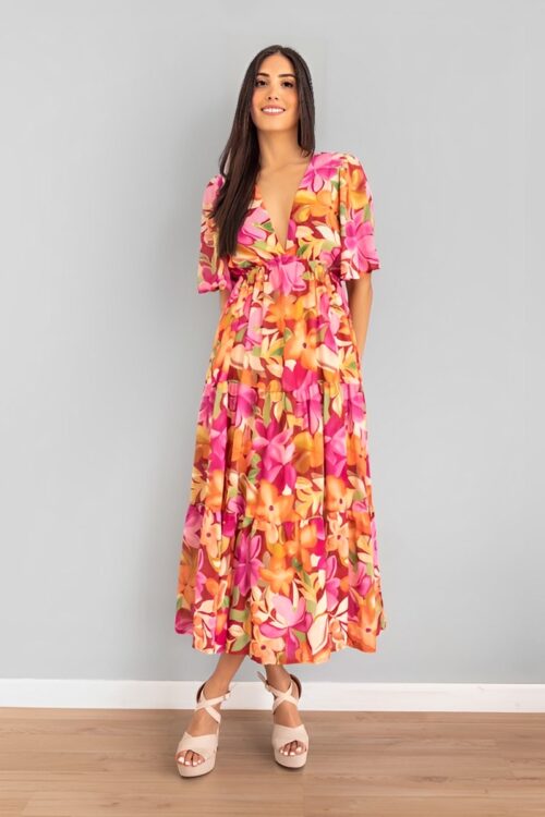Vestido Manga Corta Print Flores -50%