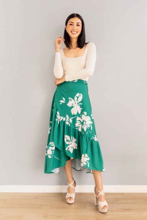 Falda Cruzada Ajustable Print Verde