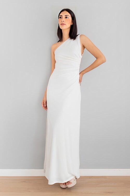 Vestido Ajustado Abertura Lateral Blanco
