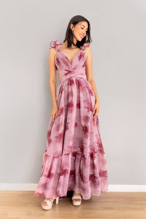 Vestido Corte Cintura Print Mora -50%