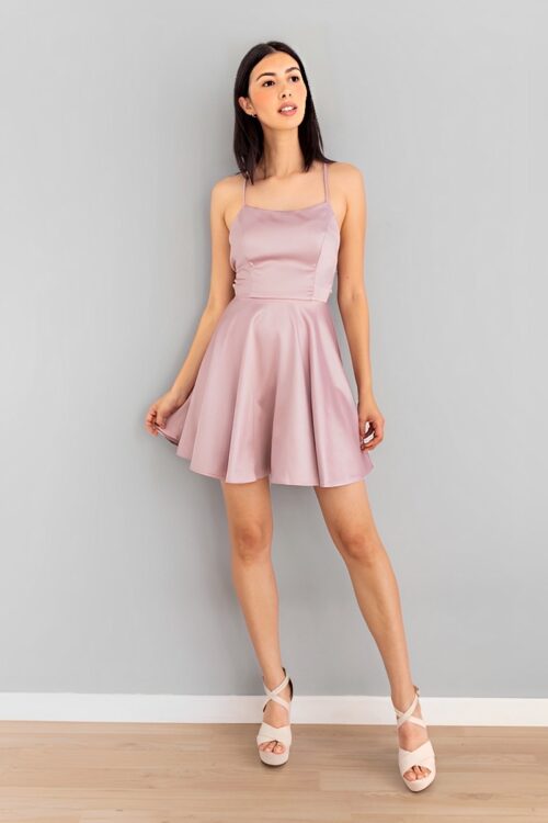 Vestido Corto Falda A Espalda Cruzada Mauve
