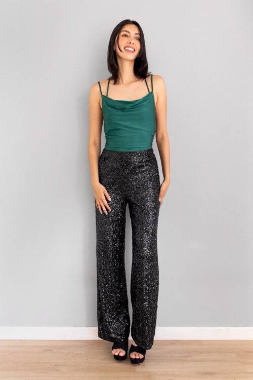 Pantalon Lentejuelas Negro -50%
