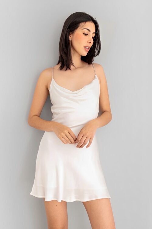 Vestido Corto Satin Blanco