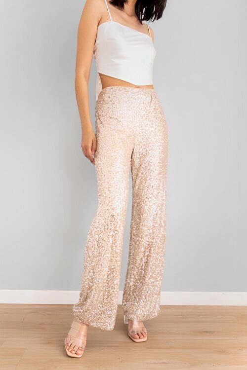 Pantalon Lentejuelas Champaña -50%