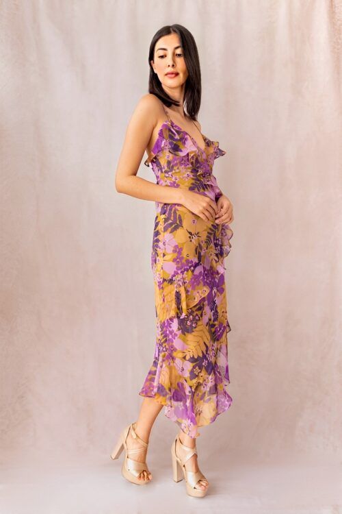 Vestido Boleros Cruzados Print Morado