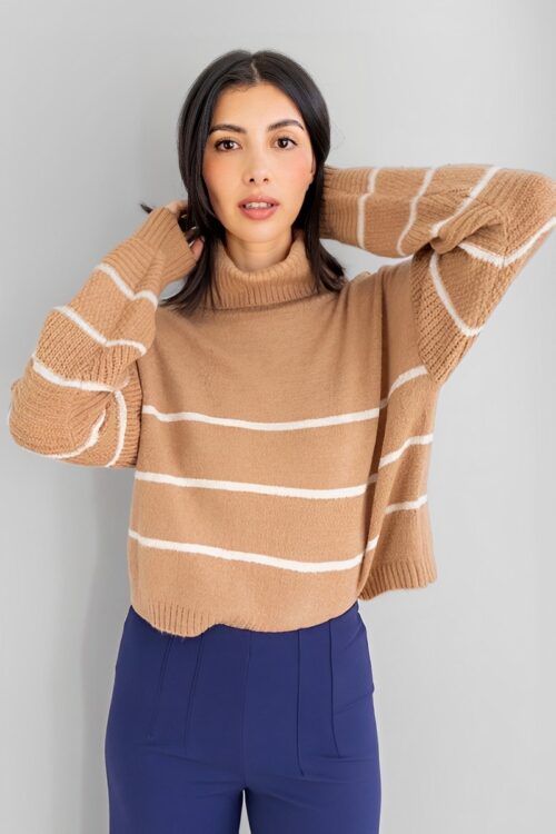 Sweater Café Lineas Blancas -50%