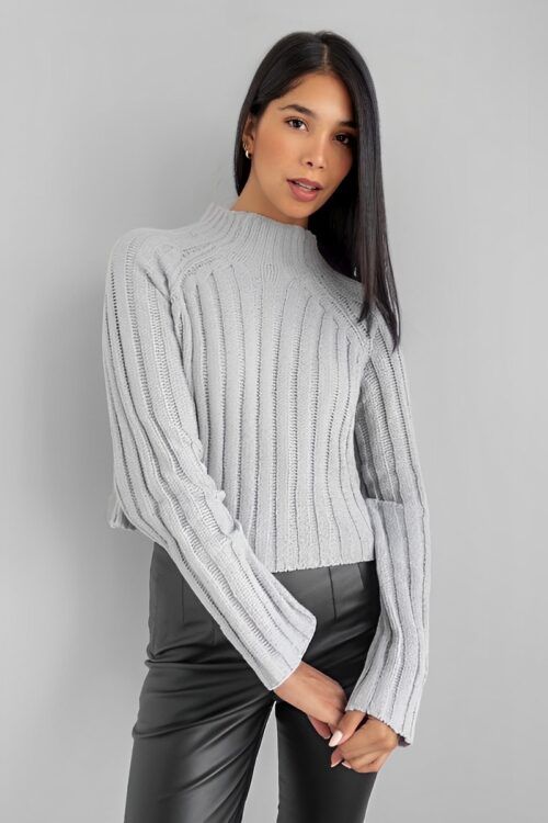 Sweater Cuello Alto Gris -50%
