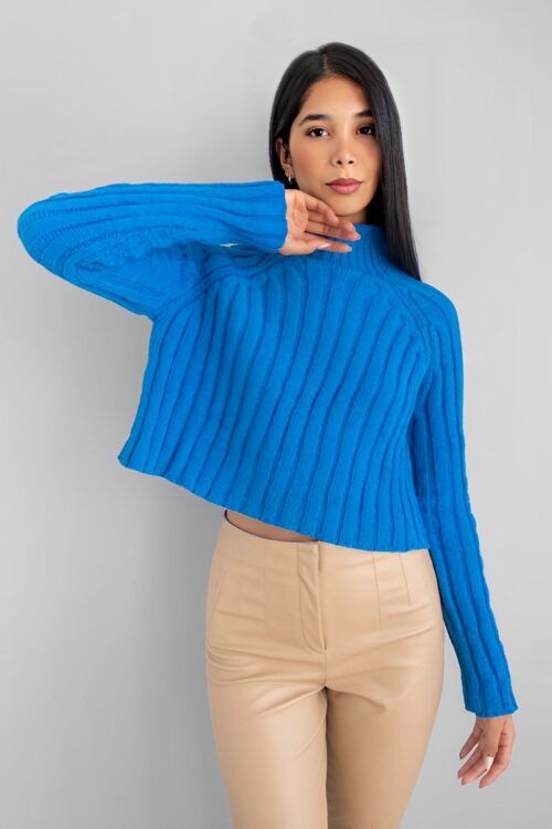 Sweater Cuello Alto Azul -50%