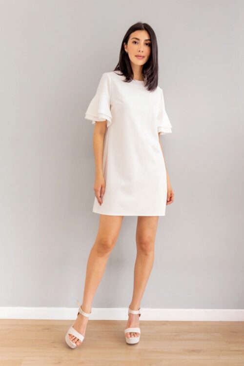 Vestido Manga Corta Marfil