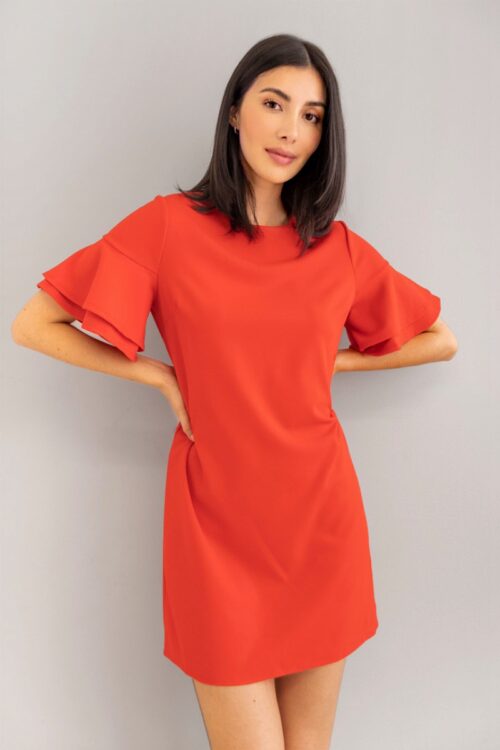 Vestido Manga Corta Rojo
