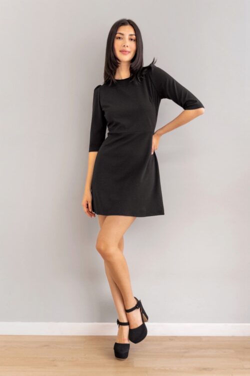Vestido Corto Manga 3/4 Negro