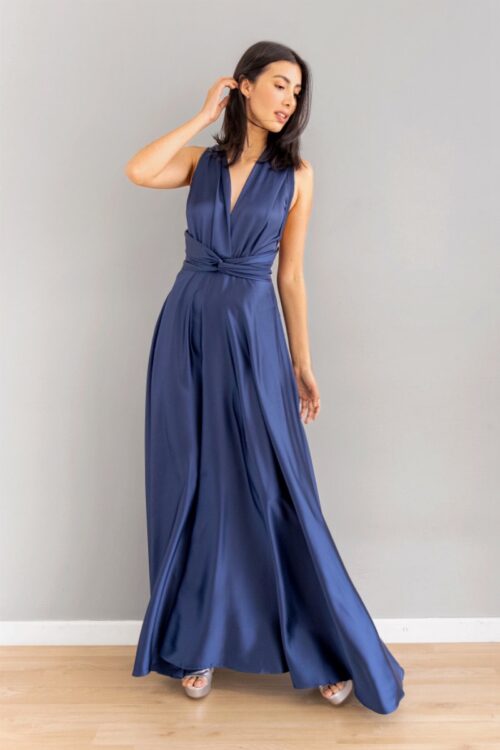 Vestido Ajuste Diferentes Formas Azul Noche