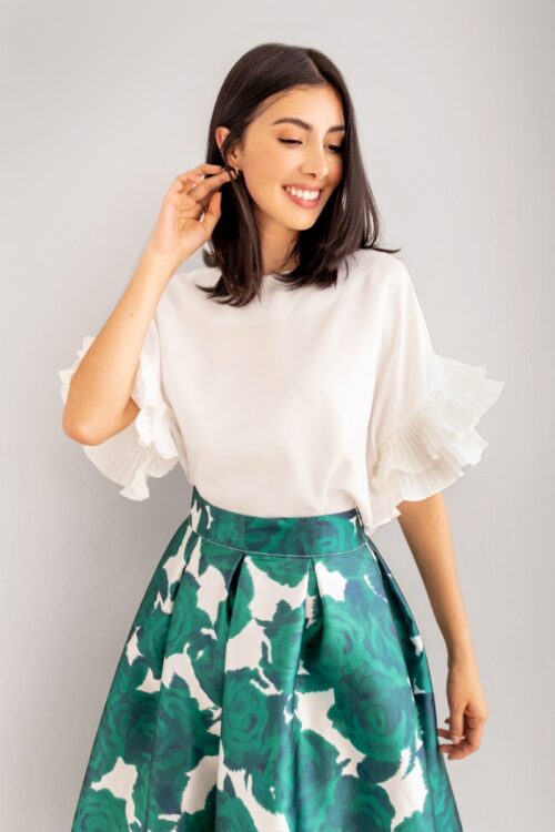 Blusa Oversize Manga Plisada Blanca
